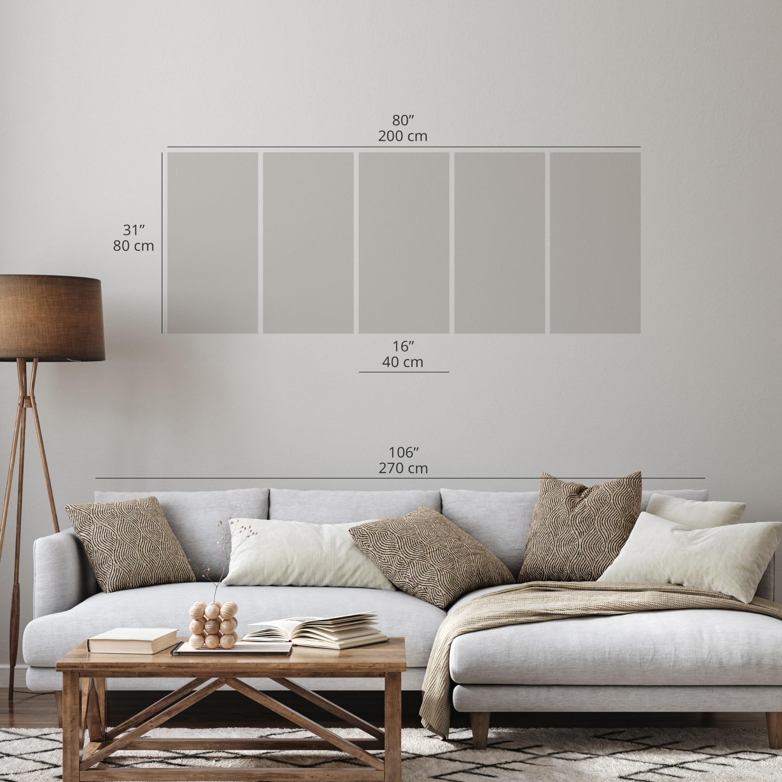 Zen Spa Canvas Wall Art Print - 5-Piece Framed Stretched Picture Set (80x31 inches) for Home & Office Decor | Meditation Room, Yoga Studio & Relaxation Space