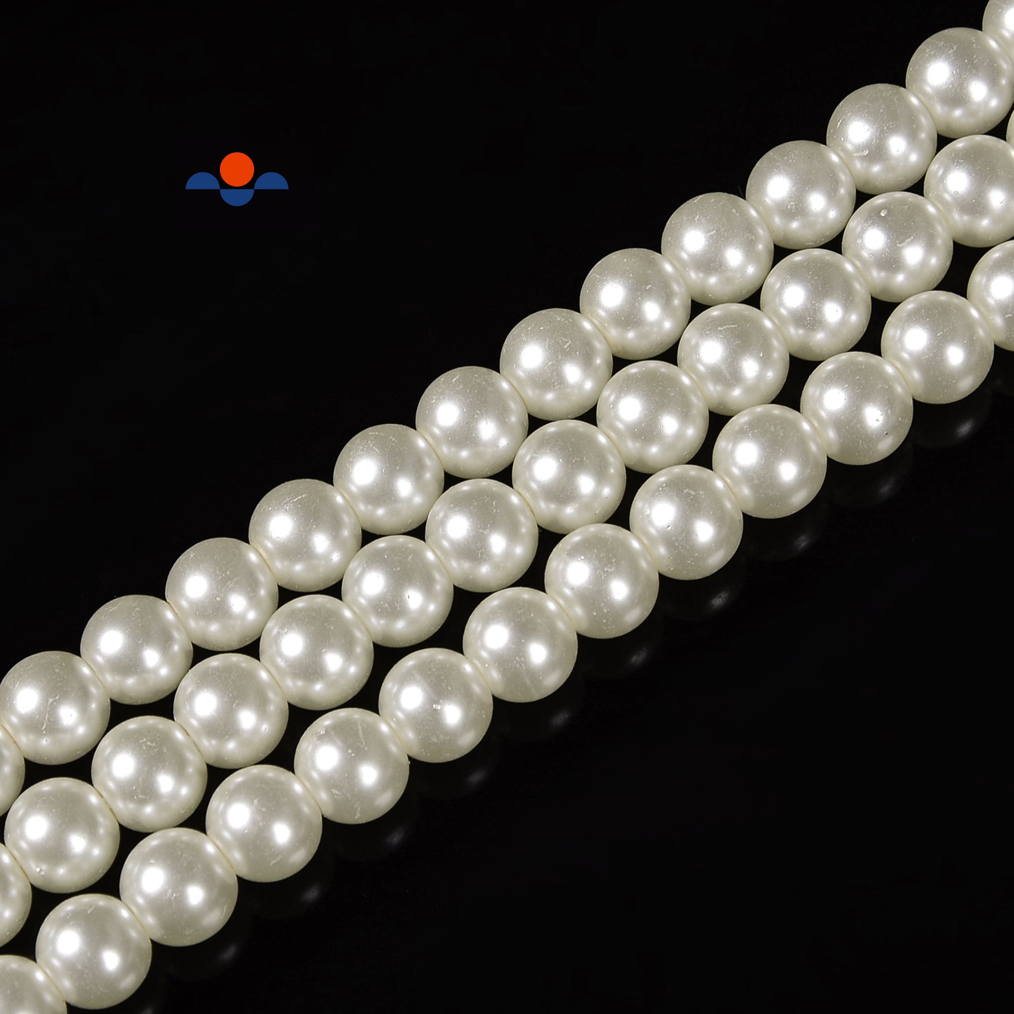 Ivory White Glass Pearl Smooth Round Beads - 3mm 4mm 6mm 8mm 10mm 12mm 15.5 Strand - Perfect for Jewelry Making, DIY Crafts, Bracelets, Necklaces & Home Decor
