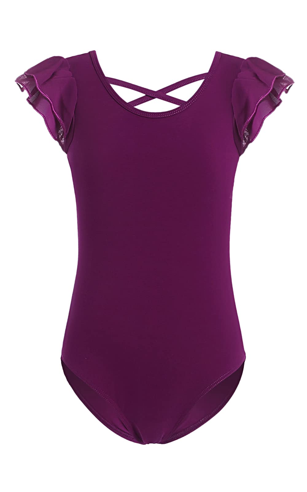 MERIABNY Girls Ballet Leotards with Ruffle Sleeves - Dance Outfits for Ballet, Gymnastics & Dance Class (Ages 3-9) - Perfect for Recitals, Practice & Performances
