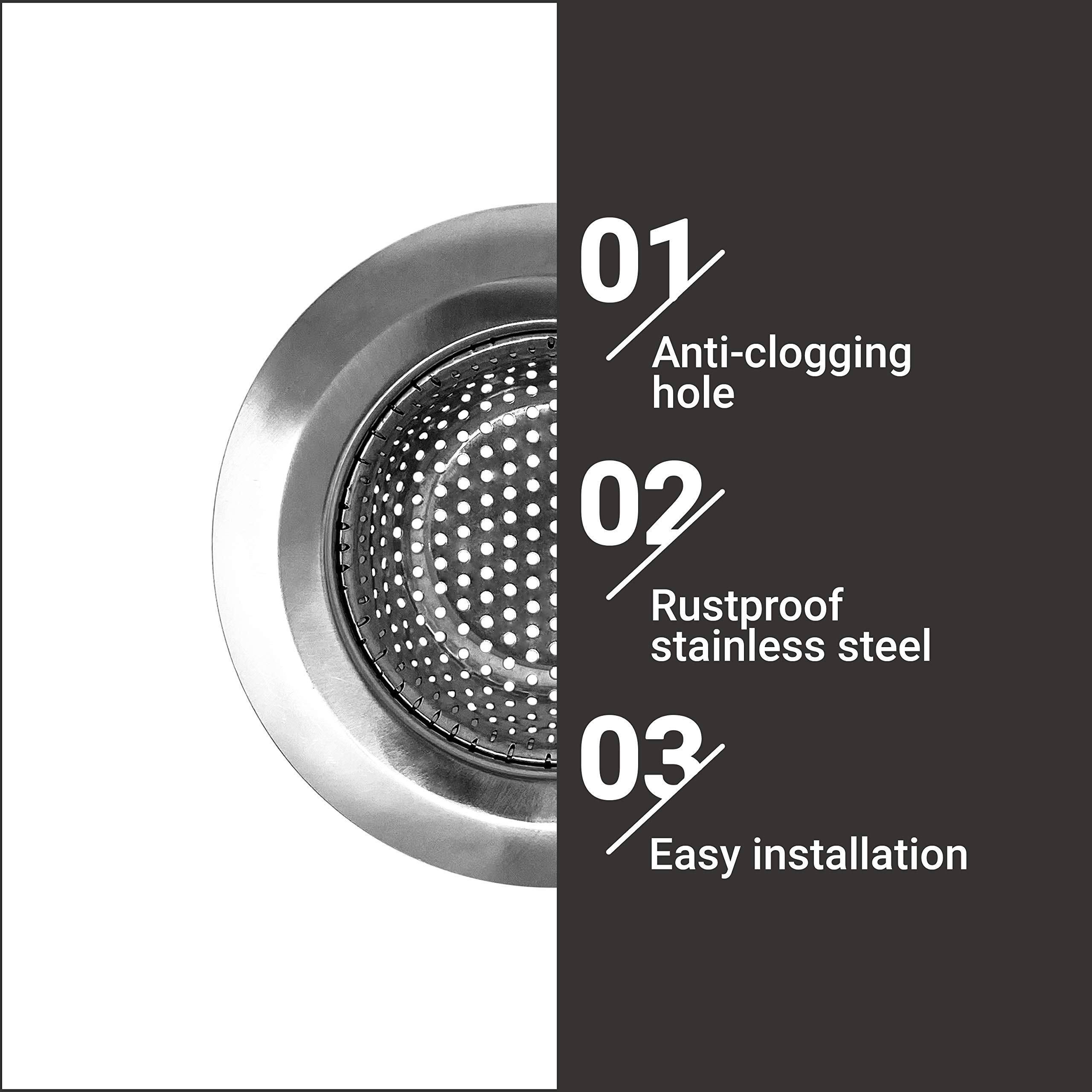 2 Pack Stainless Steel Sink Drain Strainer - 4.5 Inch Kitchen Sink Basket with Fine Mesh for Dishes & Garbage Disposal | Wide Rim Prevents Clogs | Perfect for Kitchen, Bathroom & RV Use