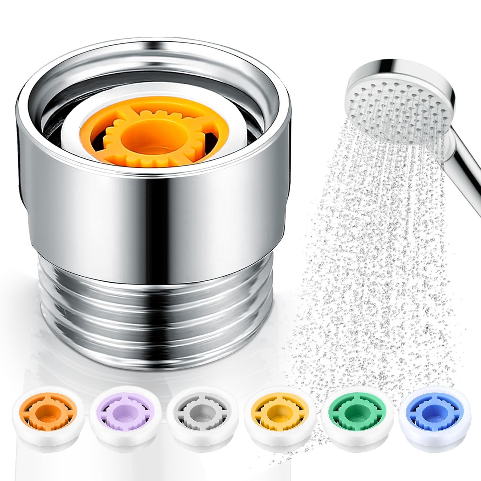 7 Pcs Shower Flow Reducer Limiter Set - Adjustable Water Flow Restrictor (1.2-2.5 GPM) for Shower Head, Hotel & Bathroom Water Conservation - Perfect for Eco-Friendly Homes, RV Showers & Water-Saving Solutions