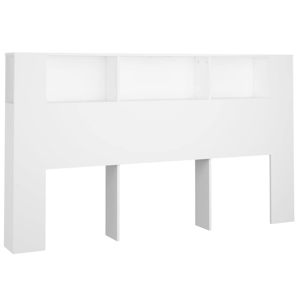 QZZCED White Bed Headboard with Storage Compartments 180x18.5x104.5 cm - Modern Bedroom Headboard for Master & Guest Rooms - Perfect for Bedroom Decor, Space Saving & Stylish Home Interiors