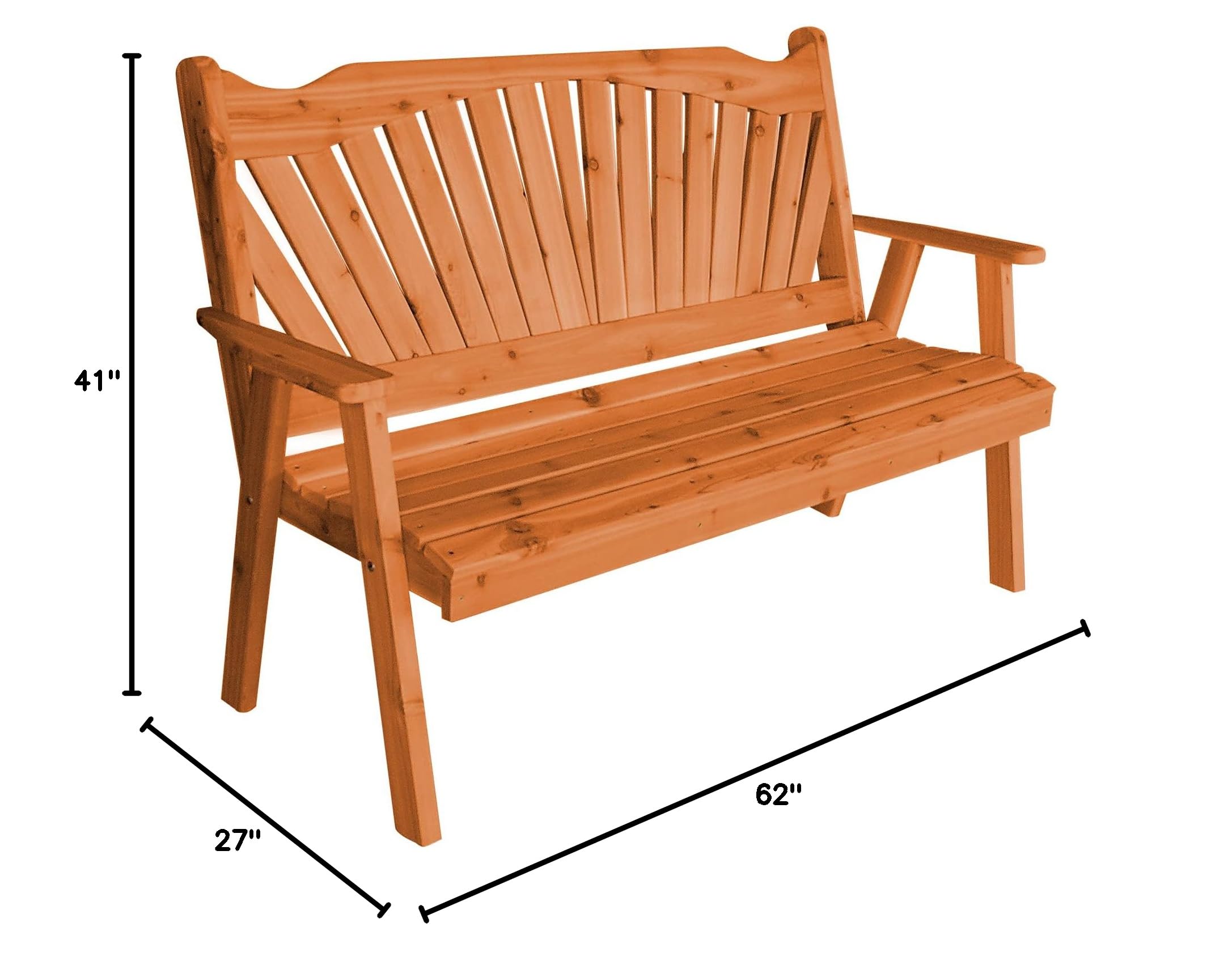 Pine 5' Fanback Garden Bench with Cedar Stain - Outdoor Patio Furniture for Garden, Porch & Backyard - Weather-Resistant Wooden Bench by Furniture Barn USA