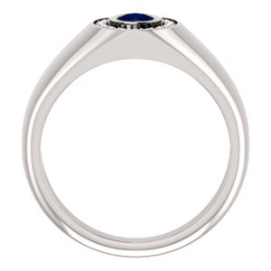 14K Gold Men's Oval Halo Ring with 0.70ct Sapphire & 0.18ctw Diamonds - Elegant Wedding Band, Anniversary Gift for Him, Engagement Jewelry