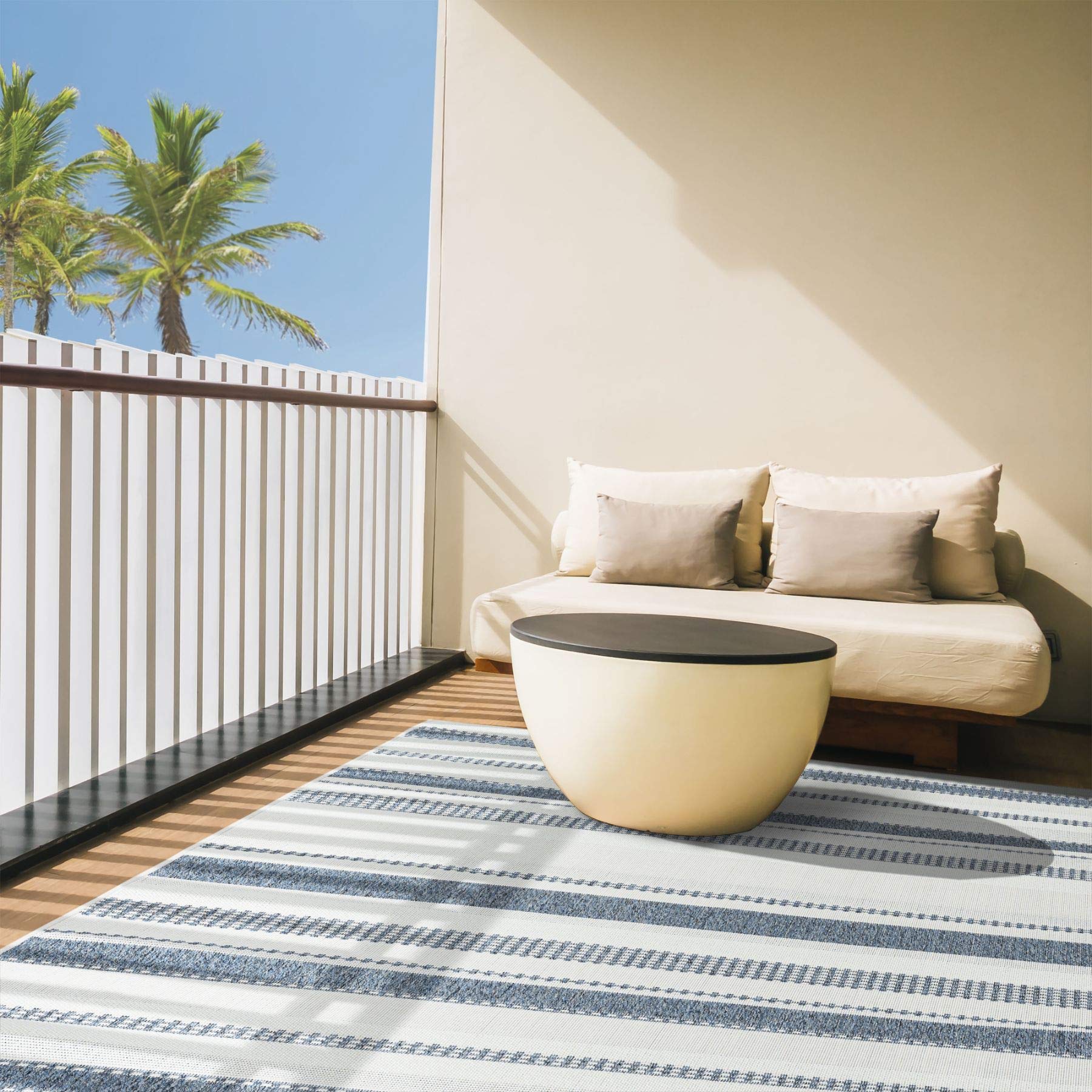 Home Dynamix Tripoli Mateo Modern Indoor/Outdoor Area Rug - Dark Blue & Cream 5'3