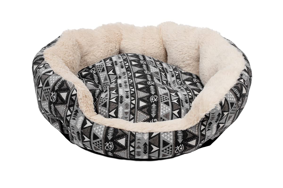 OTTO 14940D-12 60x50x16cm Round Pet Bed Mattress for Dogs & Cats - Bohemian Black Waterproof Washable Dog Bed - Cozy Sleeping Pad for Small Medium Pets - Perfect for Bedroom, Living Room & Travel