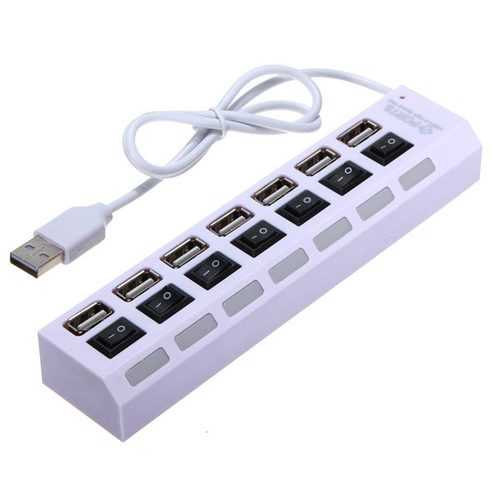 7-Port USB 2.0 Hub with LED Indicators - High Speed Data Transfer & Charging Station for PC, Laptop, Gaming Console & Home Office Setup