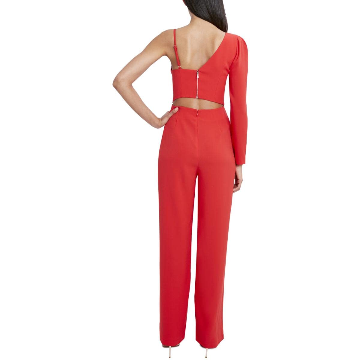 BCBGMAXAZRIA Women's Flared Jumpsuit with One Long Sleeve - Elegant One-Sleeve Romper for Parties, Night Out & Special Occasions | Plus Size Options Available