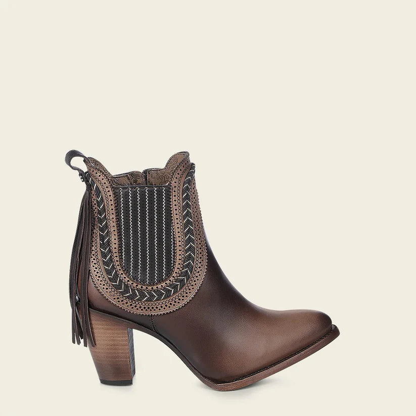 3F0KRS Women's Brown Cowhide Ankle Boots - Stylish & Comfortable Leather Booties for Casual Wear, Office & Date Night Outfits