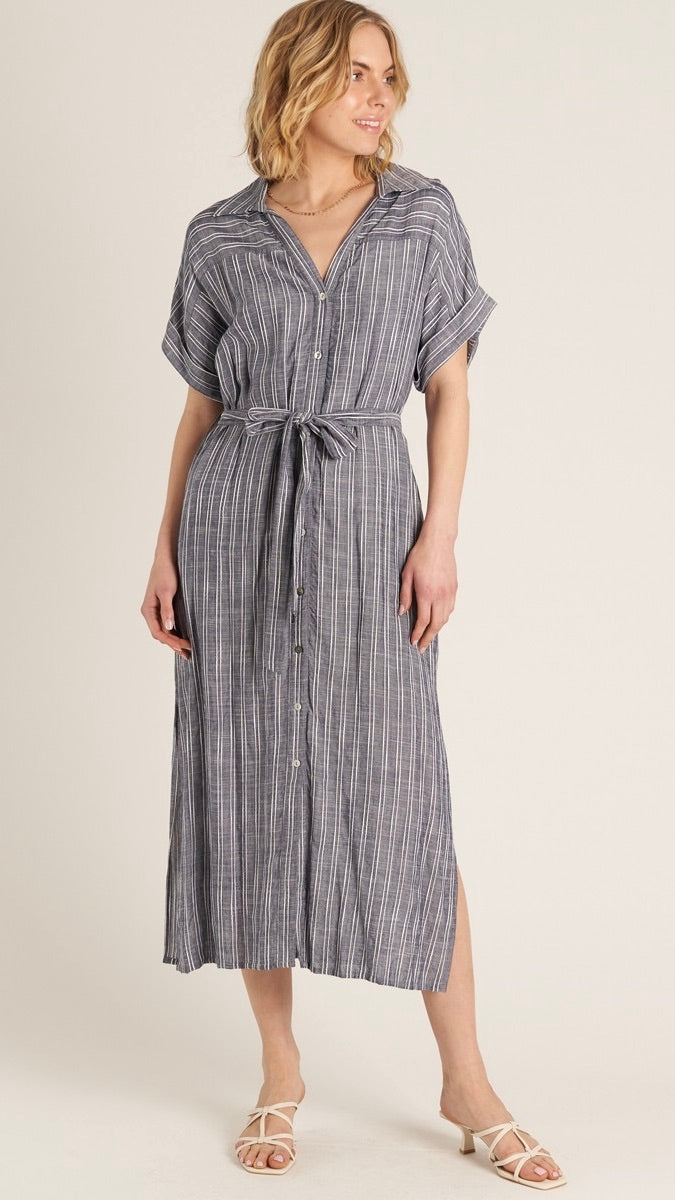 Lauren Women's Navy Blue Button Down Shirt Dress - Casual Office Wear & Spring Summer Outfits