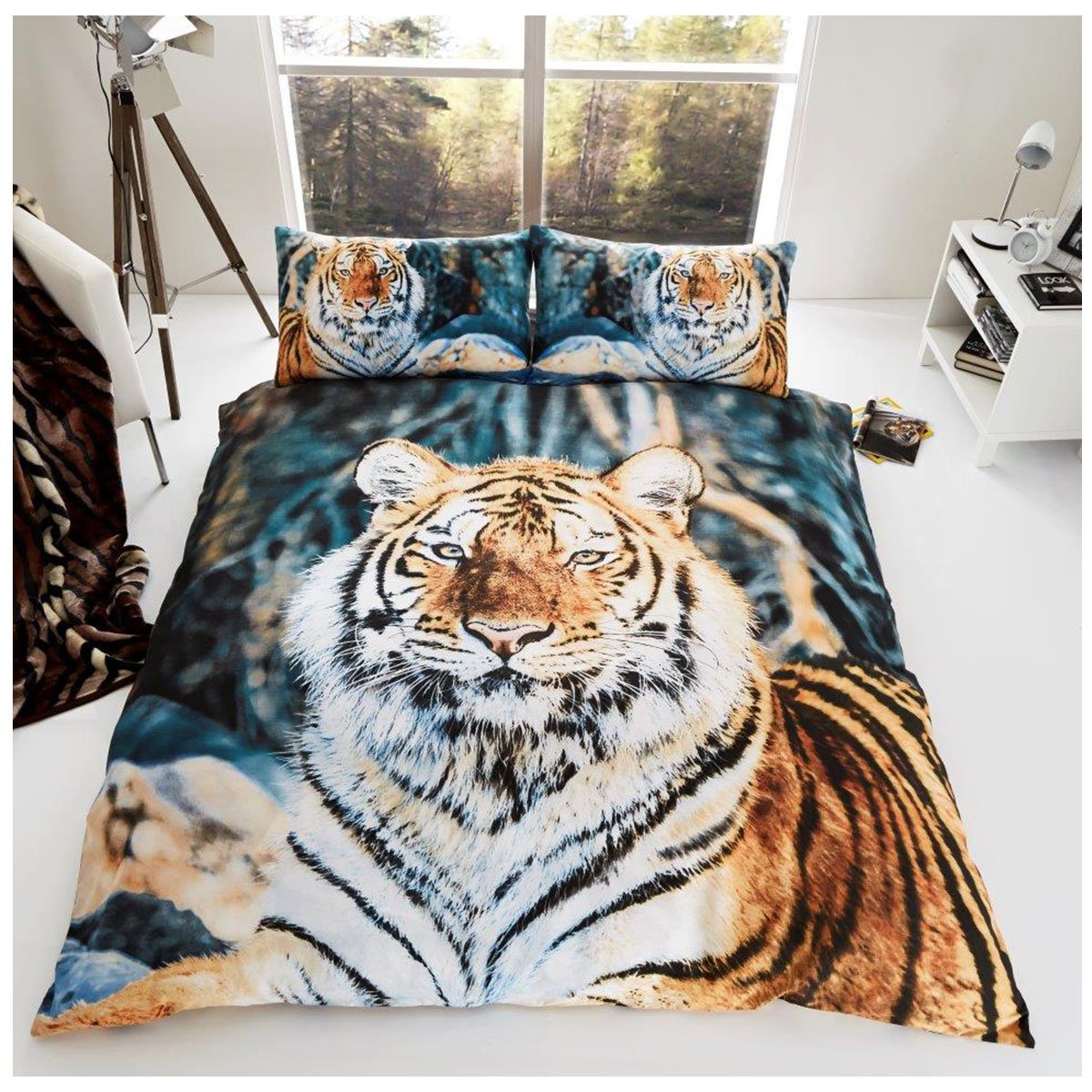 Gaveno Cavailia King Size 3D Tiger Print Duvet Cover Set with Pillowcases - Soft Luxury Bedding for Master Bedroom & Guest Room Decor