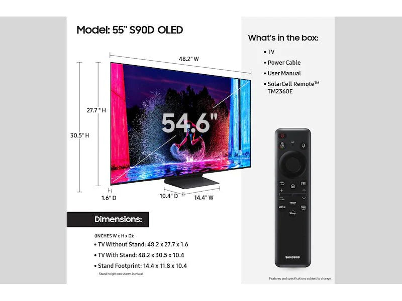 Samsung 65-Inch S90D OLED 4K UHD Smart TV with HDR10+ & Alexa Built-in - Perfect for Home Theater & Gaming