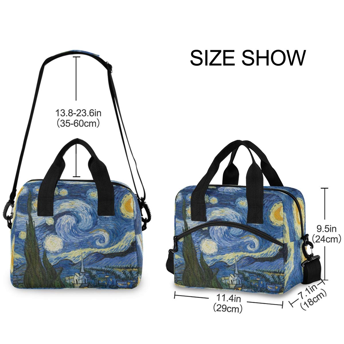 Van Gogh The Starry Night Insulated Lunch Bag - Thermal Tote Cooler for Work, Picnic & Travel - Leakproof Food Container for Women, Men & Kids - Perfect for Office, School & Outdoor Activities
