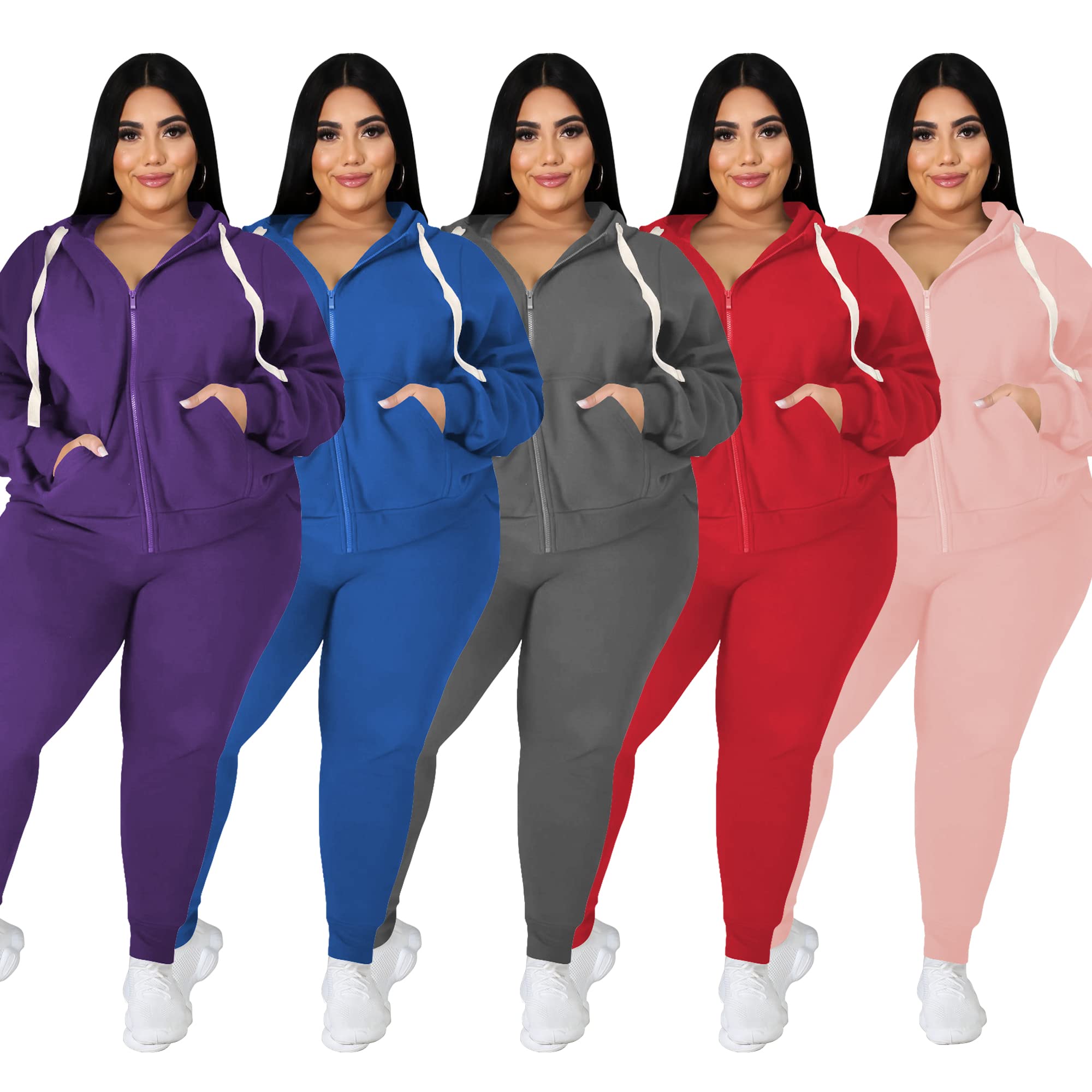 Plus Size Women's Two Piece Sweatsuit Set - Long Sleeve Loungewear & Tracksuit Outfit for Casual Wear, Yoga, and Home Relaxation