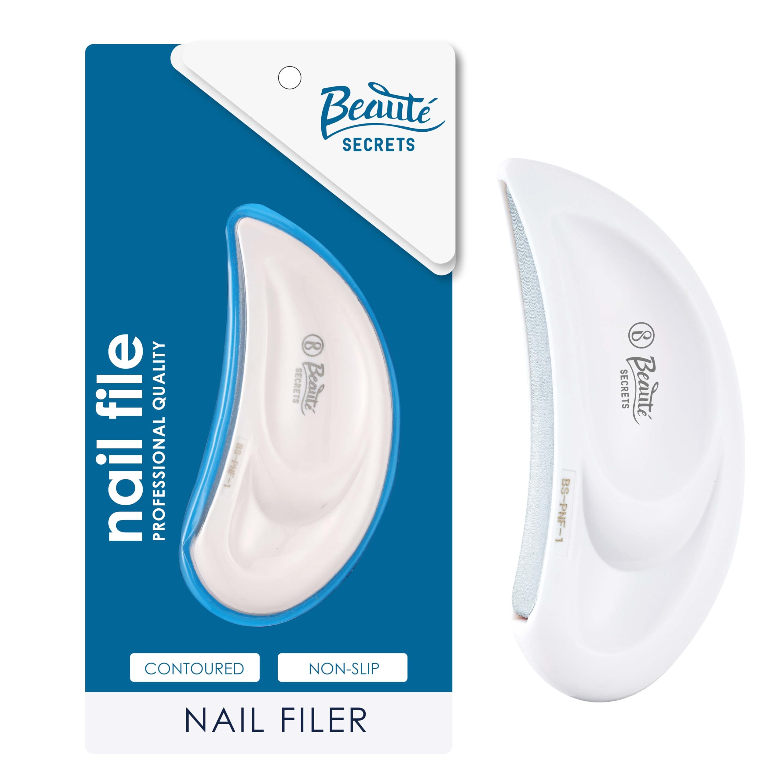 Beauté Secrets Professional Ear-Shaped Nail File & Buffer Set - Round Blade Nail Filer for Easy Nail Care, Smooth Nail Polishing - Perfect for Home, Salon & Travel Manicure Kits