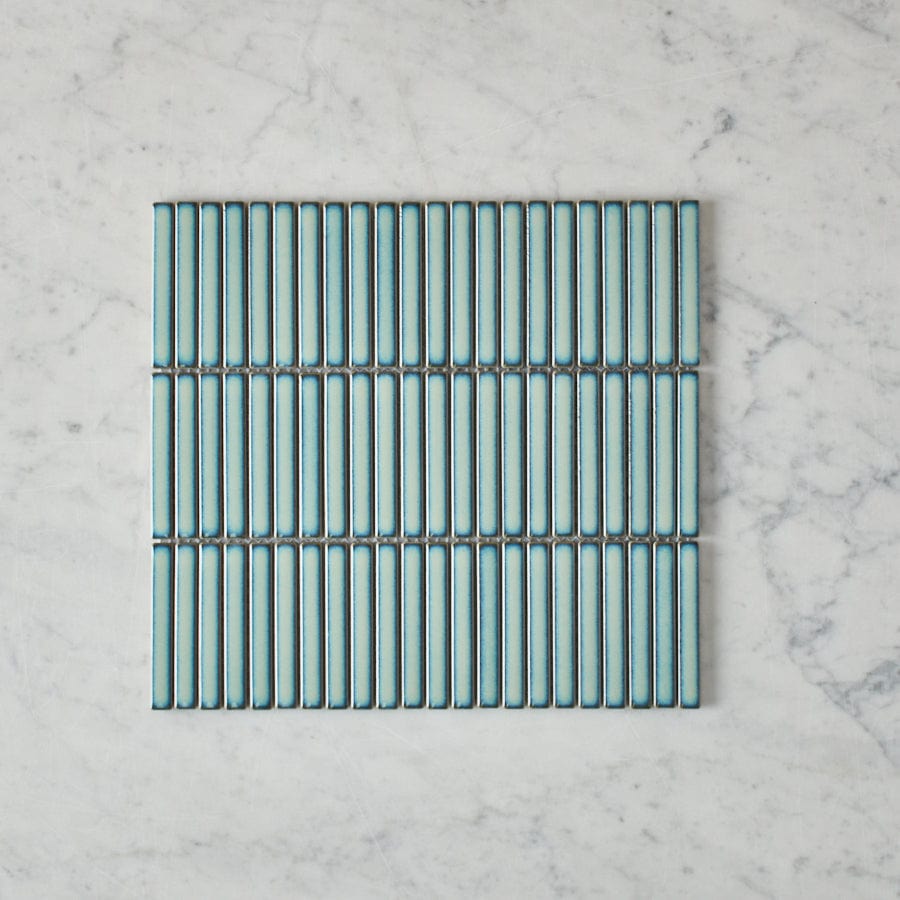 Vintage Sage Green Kit Kat Mosaic Tile - Handmade Ceramic Subway Tiles for Kitchen Backsplash, Bathroom Wall & Shower Renovation