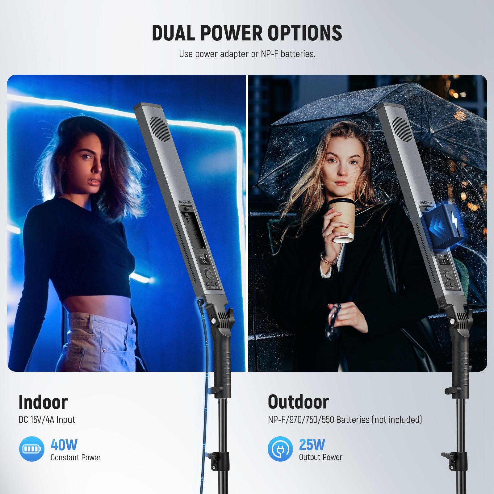 NEEWER BH20B Ultra Upgraded 40W LED Video Light Stick Kit - Professional Lighting for YouTube, TikTok, Photography & Videography - Perfect for Studio, Vlogging, Live Streaming & Content Creation