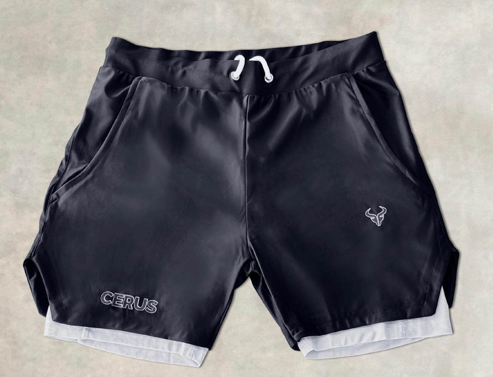 Cerus Black 2-in-1 Running Shorts with Built-in Liner - Men's Athletic Workout Gym Basketball Shorts for Training & Outdoor Sports