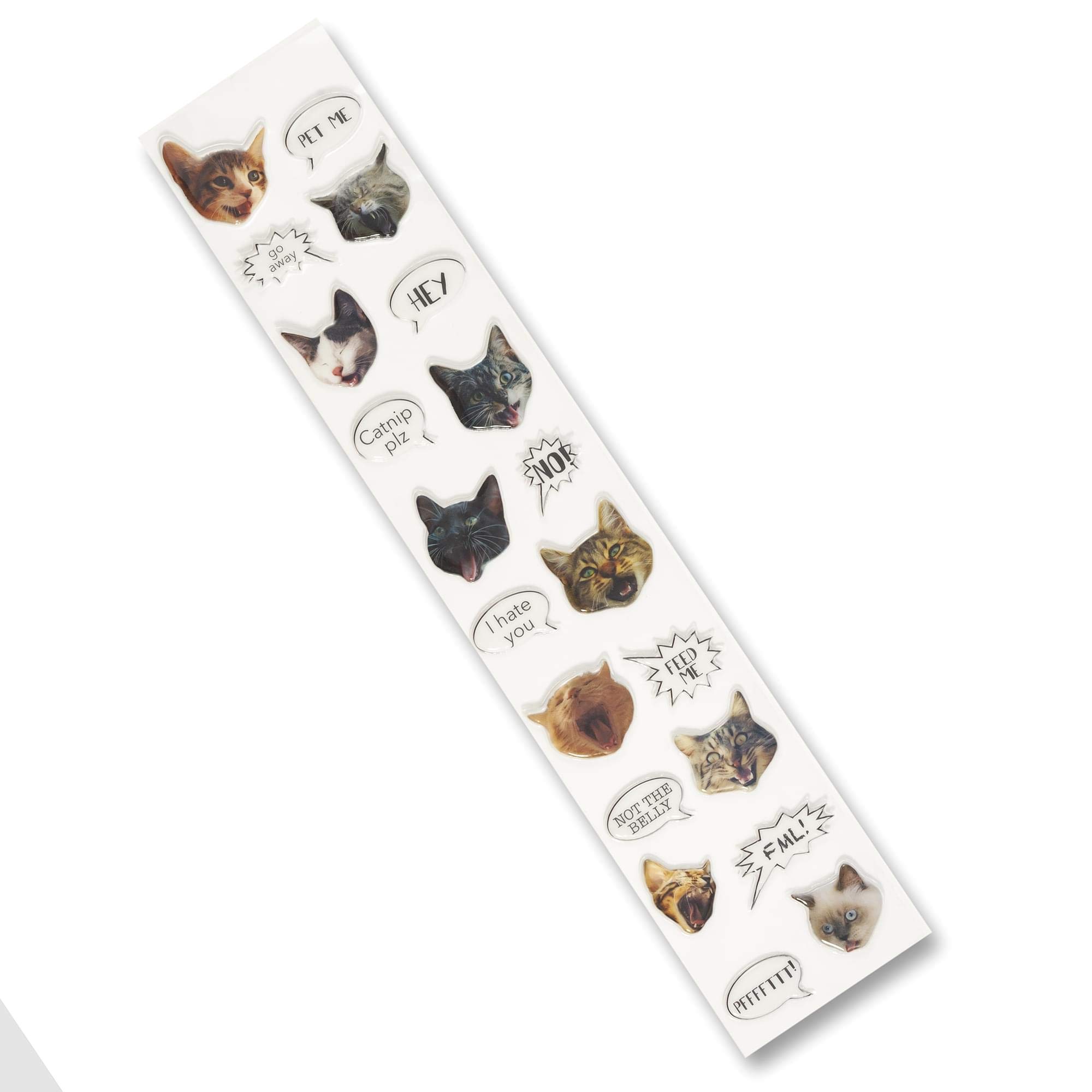 Adorable Puffy Cat Stickers for Notebooks, Journals, Planners & Scrapbooks | Cute Kitten Stickers with Fun Phrases | 20-Piece Sticker Sheet | Perfect for DIY Crafts, School Supplies & Gift Decorations