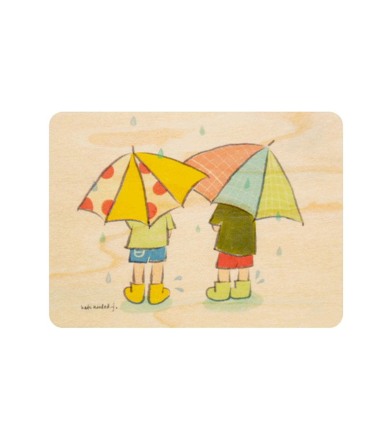 WOODHI Mini Wooden Greeting Card - Handcrafted Rainy Day Design for Gifts, Home Decor & Keepsakes | Perfect for Birthdays, Anniversaries & Special Occasions