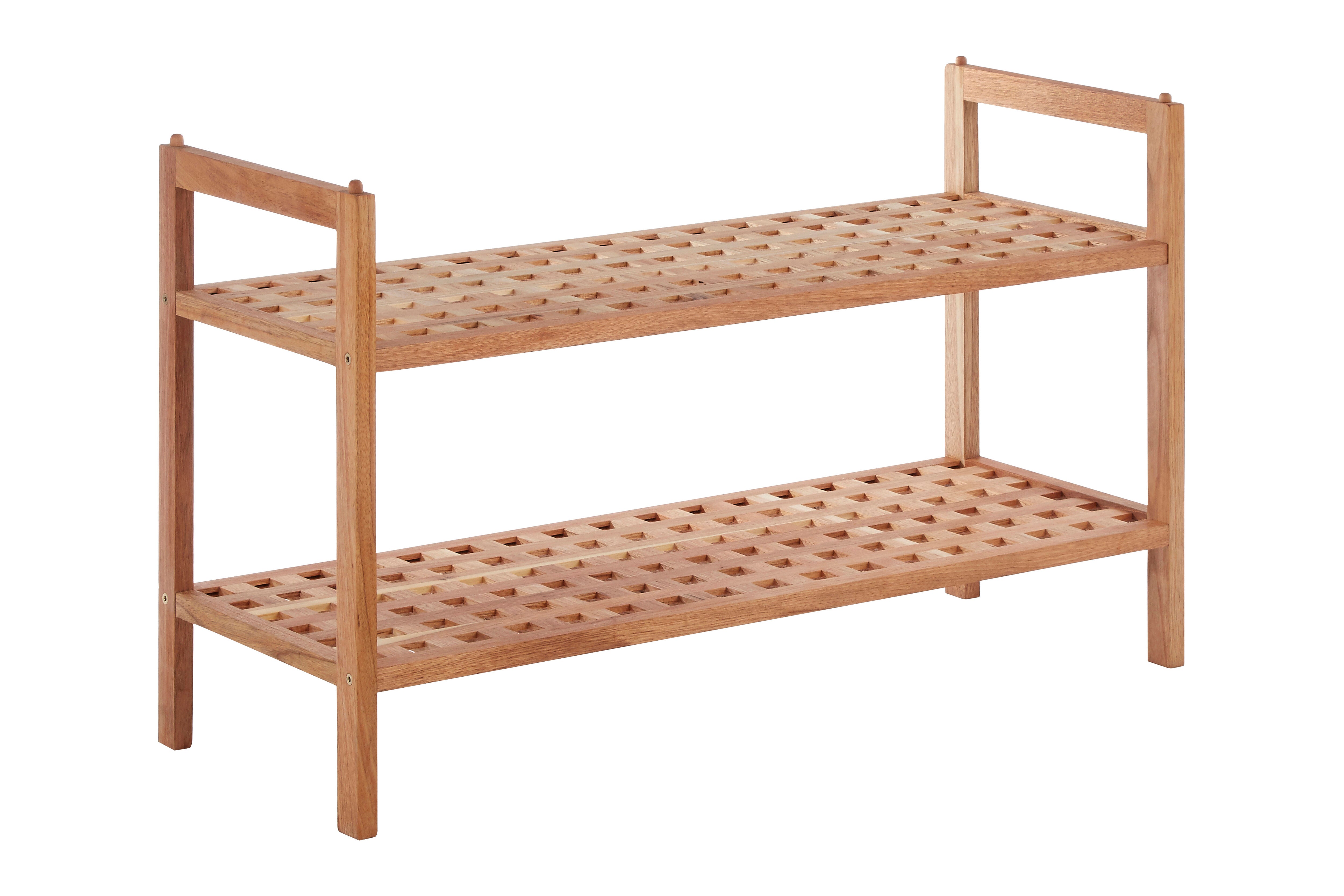 ARLA 2-Tier Wooden Shoe Rack with Grid Design - Space Saving Entryway Organizer for Shoes, Boots & Sandals - Perfect for Hallway, Closet & Bedroom Storage