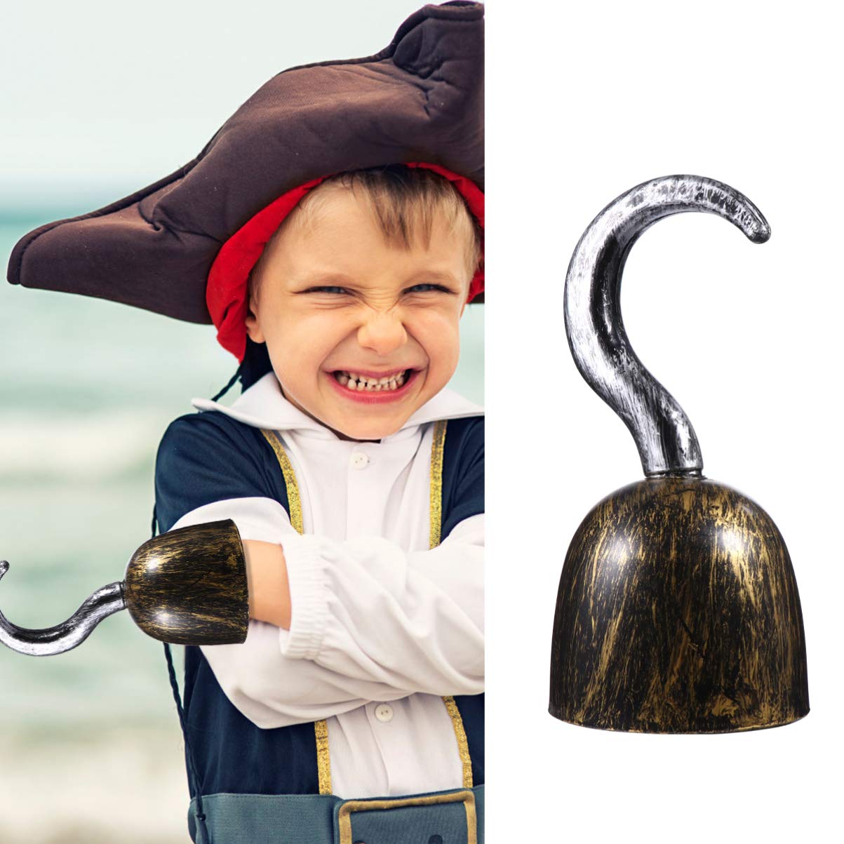 TOYANDONA 3 Pack Pirate Hook Hand Costume Accessories - Plastic Pirate Hand Hooks for Halloween Costume, Pirate Party Favors, Dress Up Play & Cosplay - Perfect for Halloween Parties, Pirate Themed Events & Kids Pretend Play
