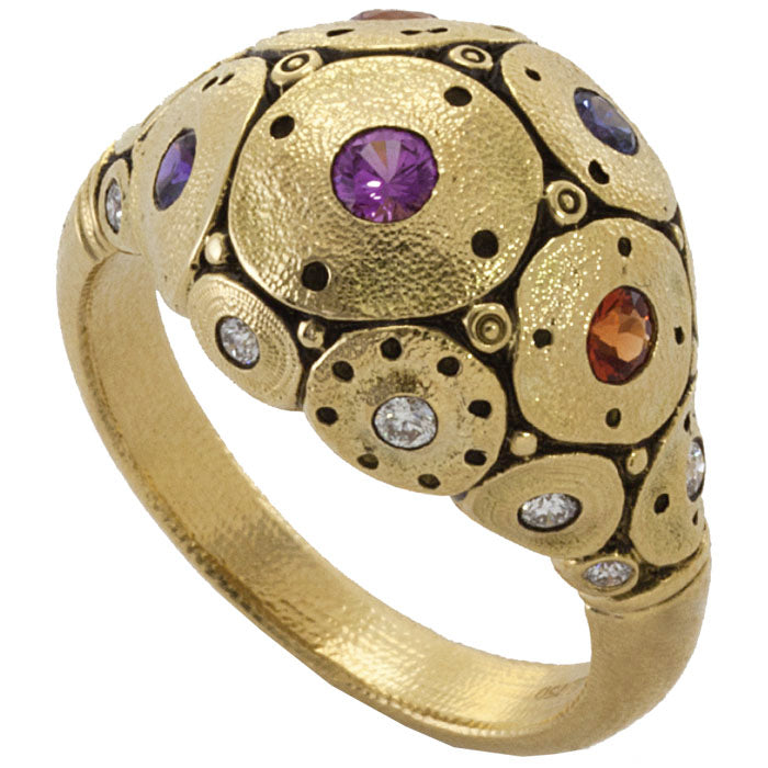 Alex Sepkus Water Lilies Dome Ring - 14K Gold Plated Sterling Silver, Size 7 (R 178S) | Elegant Floral Jewelry for Women, Perfect for Weddings, Anniversaries & Special Occasions