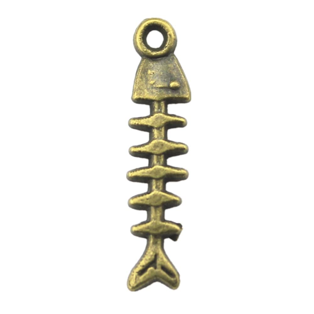 20pcs Antique Bronze Fish Bone Charms - 23x5mm Vintage Jewelry Pendants for DIY Crafts, Necklaces & Bracelets - Perfect for Scrapbooking, Beading & Handmade Accessories