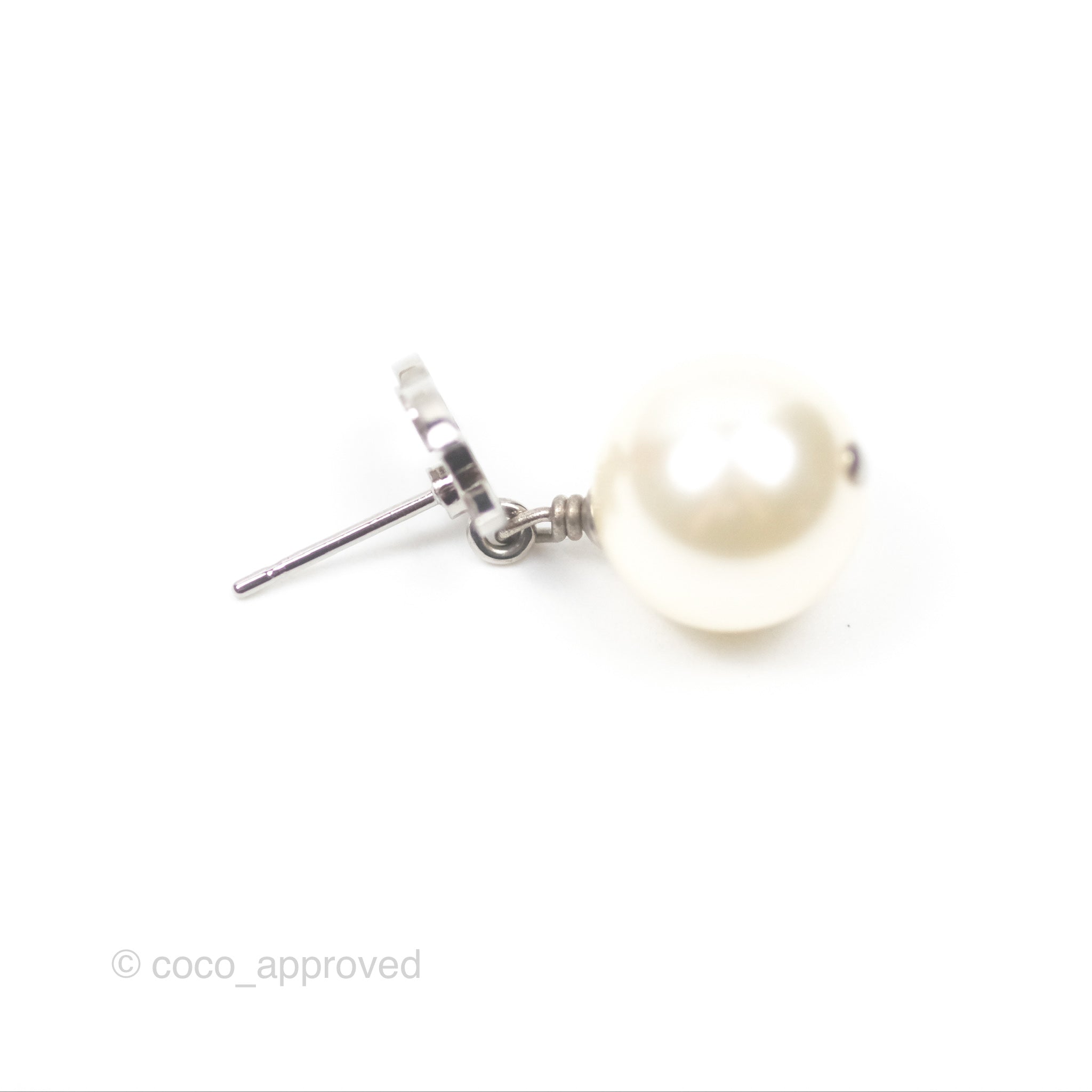 Chanel CC Crystal Pearl Drop Earrings - Silver Tone 23V - Luxury Fashion Jewelry for Women, Perfect for Parties, Weddings & Special Occasions