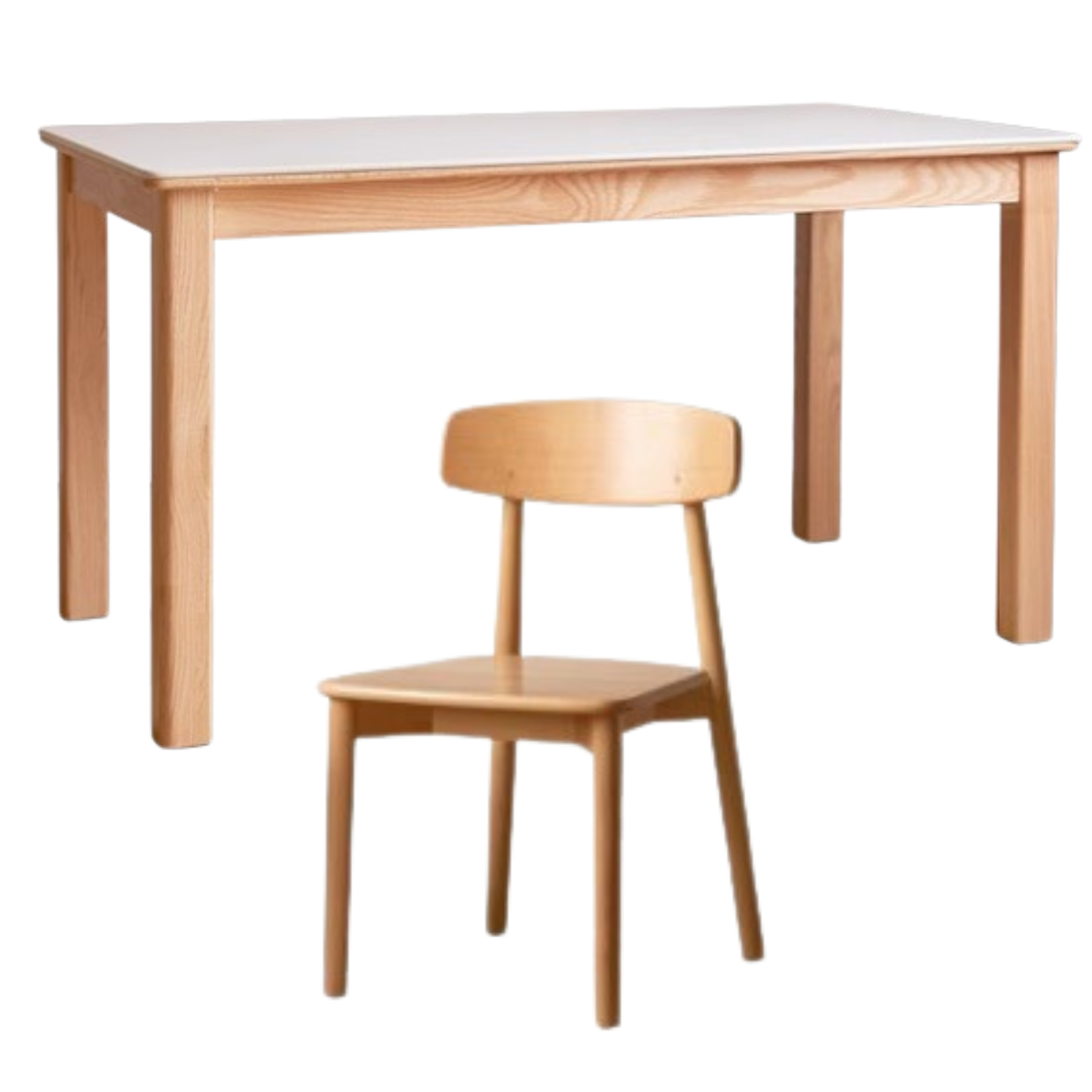 55.2x31.5x29.5 inch / 140x80x75.6cm / Beech dining table + dining 4 chairs