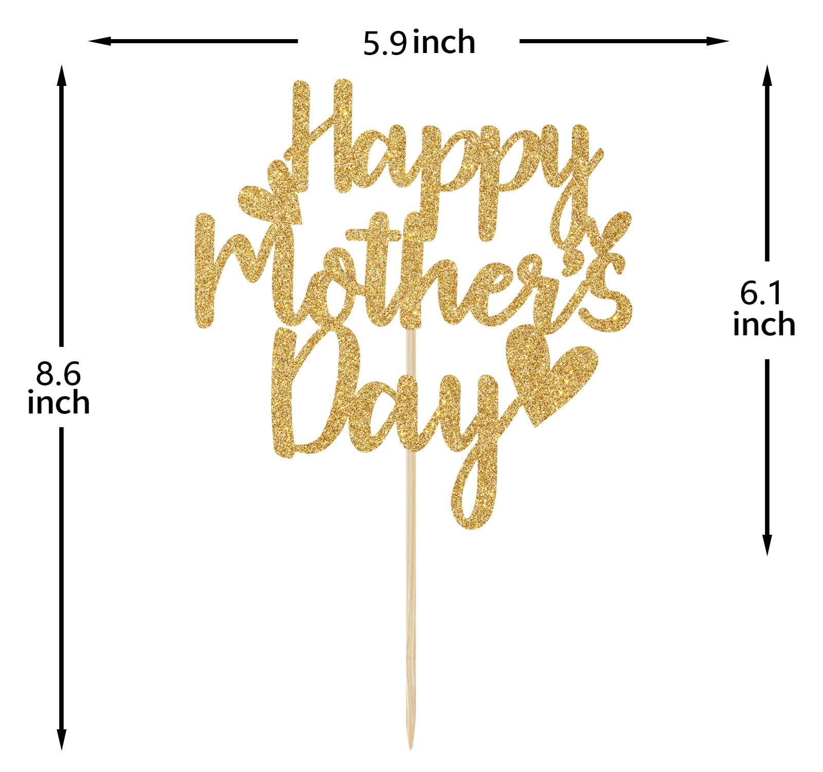 Happy Mother's Day Cake Topper - Gold Glitter Birthday Decor for Mom - Best Mom Ever Party Supplies - Perfect for Mother's Day Cakes, Cupcakes & Celebration Decorations