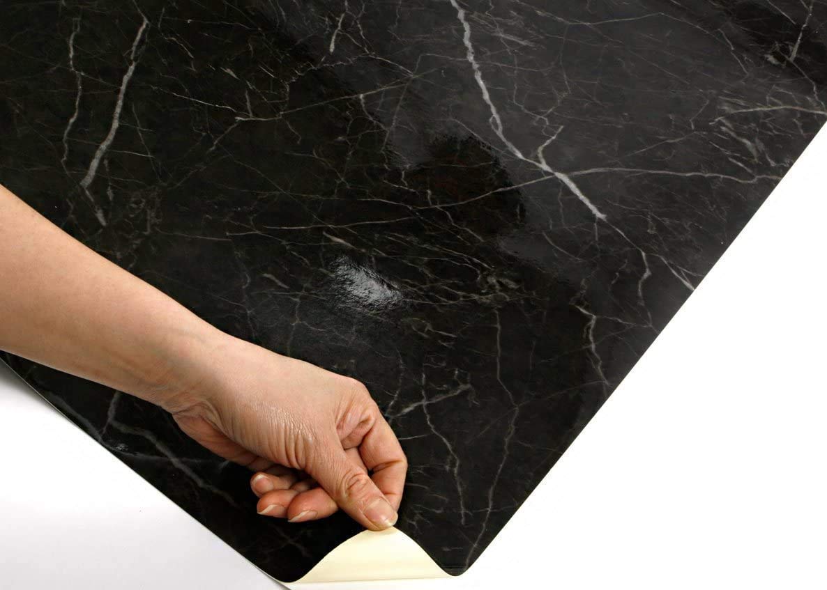 OM AKSHAR Heat-Resistant Peel and Stick Wall Stickers for Kitchen Countertops - Black Vinyl Contact Paper (2 Meters) - Perfect for Home Decor, Furniture Protection & DIY Kitchen Upgrades