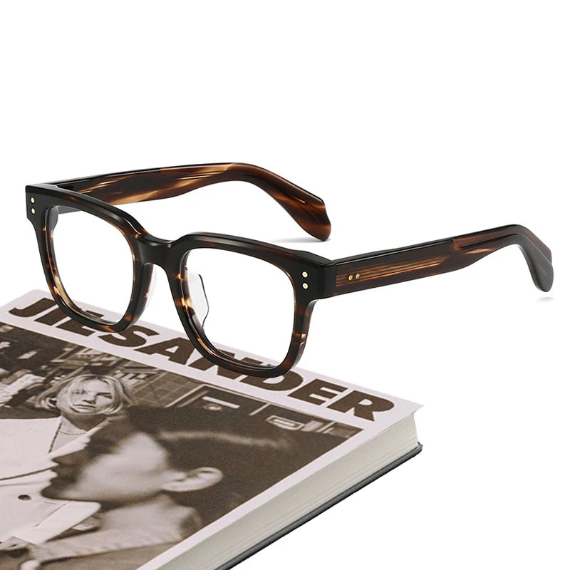 Stylish Unisex Black Acetate Square Full Rim Eyeglasses Frame 21377 for Men & Women - Perfect for Work, Reading, and Fashion Accessories