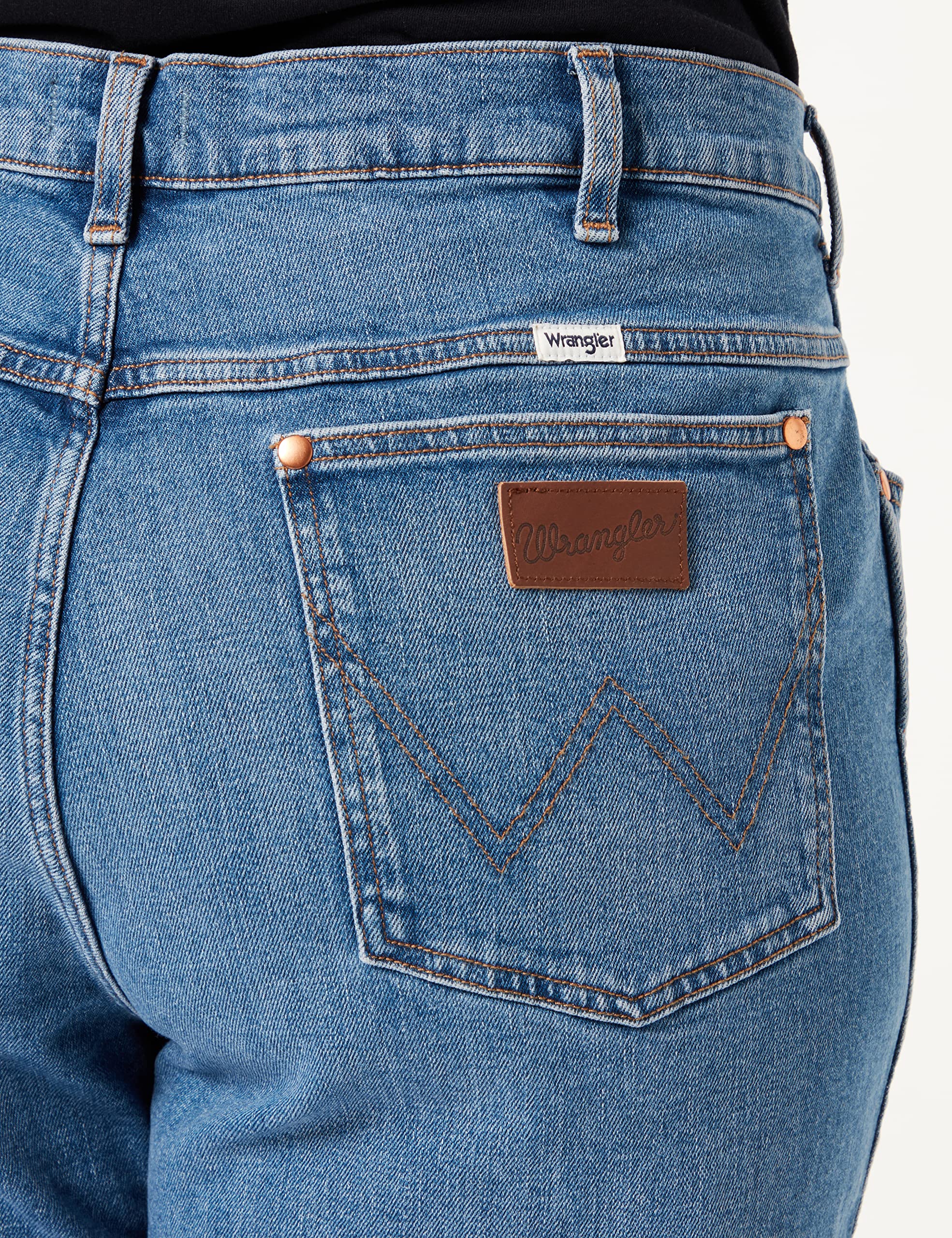 Wrangler Women's Wild West Mid Rise Blue Jeans - Comfortable Denim Pants for Casual Wear, Western Style, and Everyday Outfits