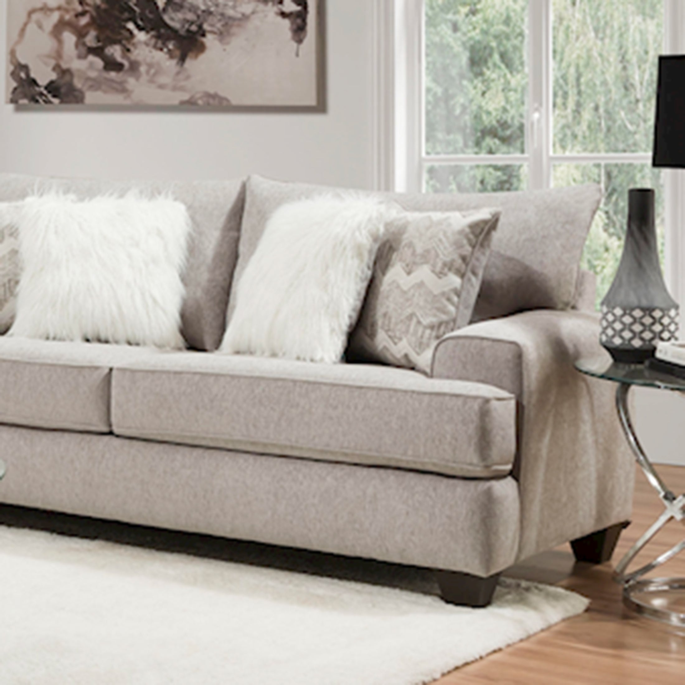 Eren Contemporary Fabric Pillow Back Loveseat in Dove Gray - Modern Small Sofa for Living Room, Apartment & Office - Perfect for Relaxing, Entertaining & Small Spaces
