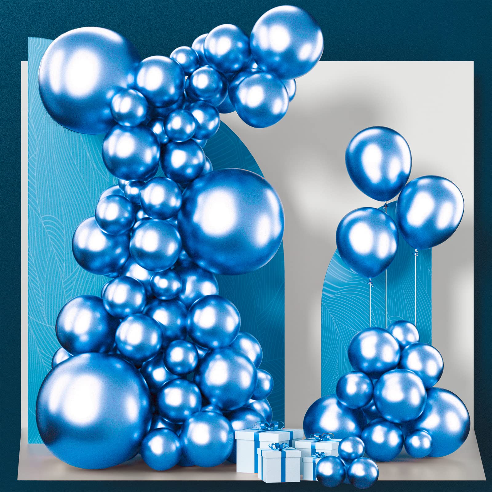 PartyWoo Metallic Blue Balloons - 85 Pcs Assorted Sizes (5,10,12,18 Inch) for Birthday, Wedding & Baby Shower Decorations | Premium Party Supplies for Indoor & Outdoor Events
