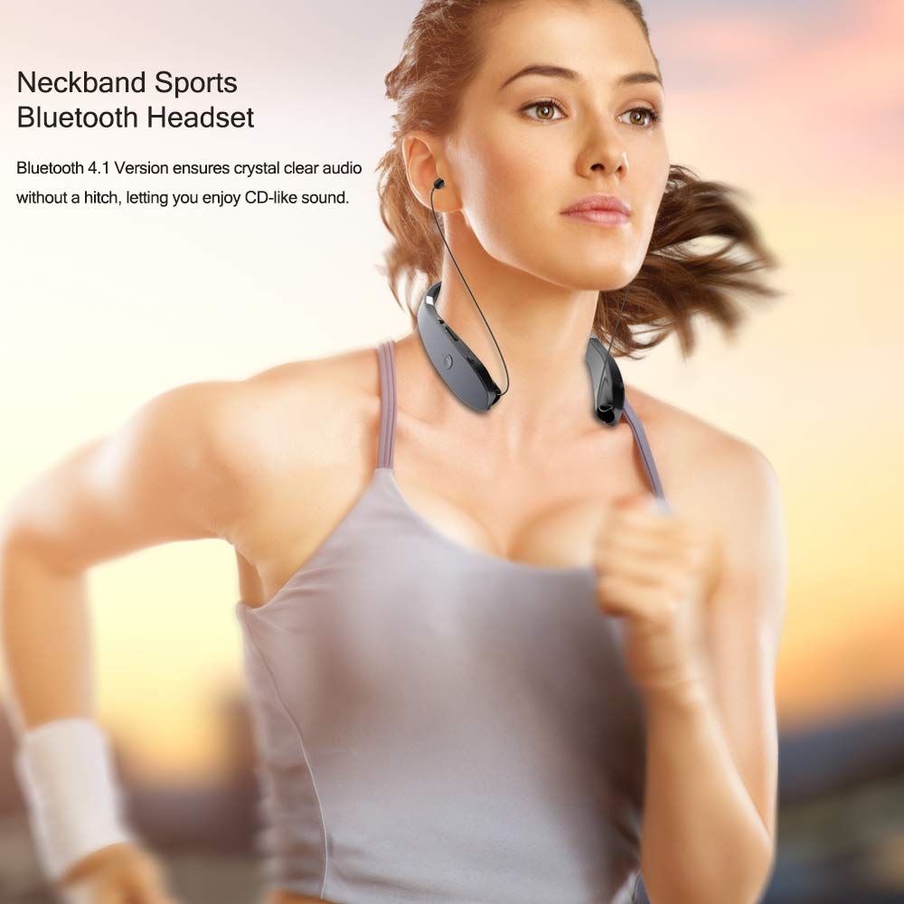 Foldable Bluetooth Headphones - Lightweight Retractable Wireless Headset with Noise Cancelling for Running, Gym & Workout | Comfortable Neckband Design with Carry Case (Gray Matte) | Perfect for Commuting, Travel & Fitness Activities