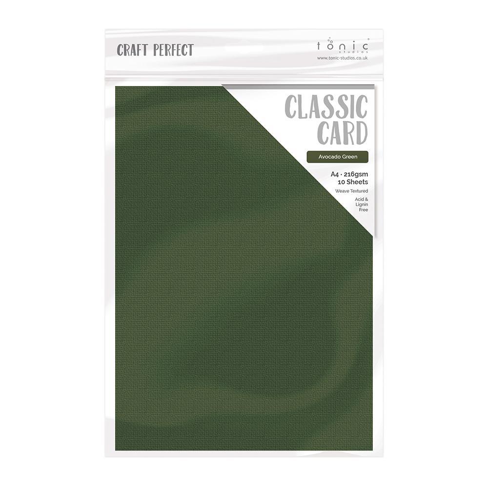 Premium Classic Avocado Green Woven Texture A4 Craft Cards - 10 Pack (9038e) - Perfect for Scrapbooking, Greeting Cards & DIY Projects