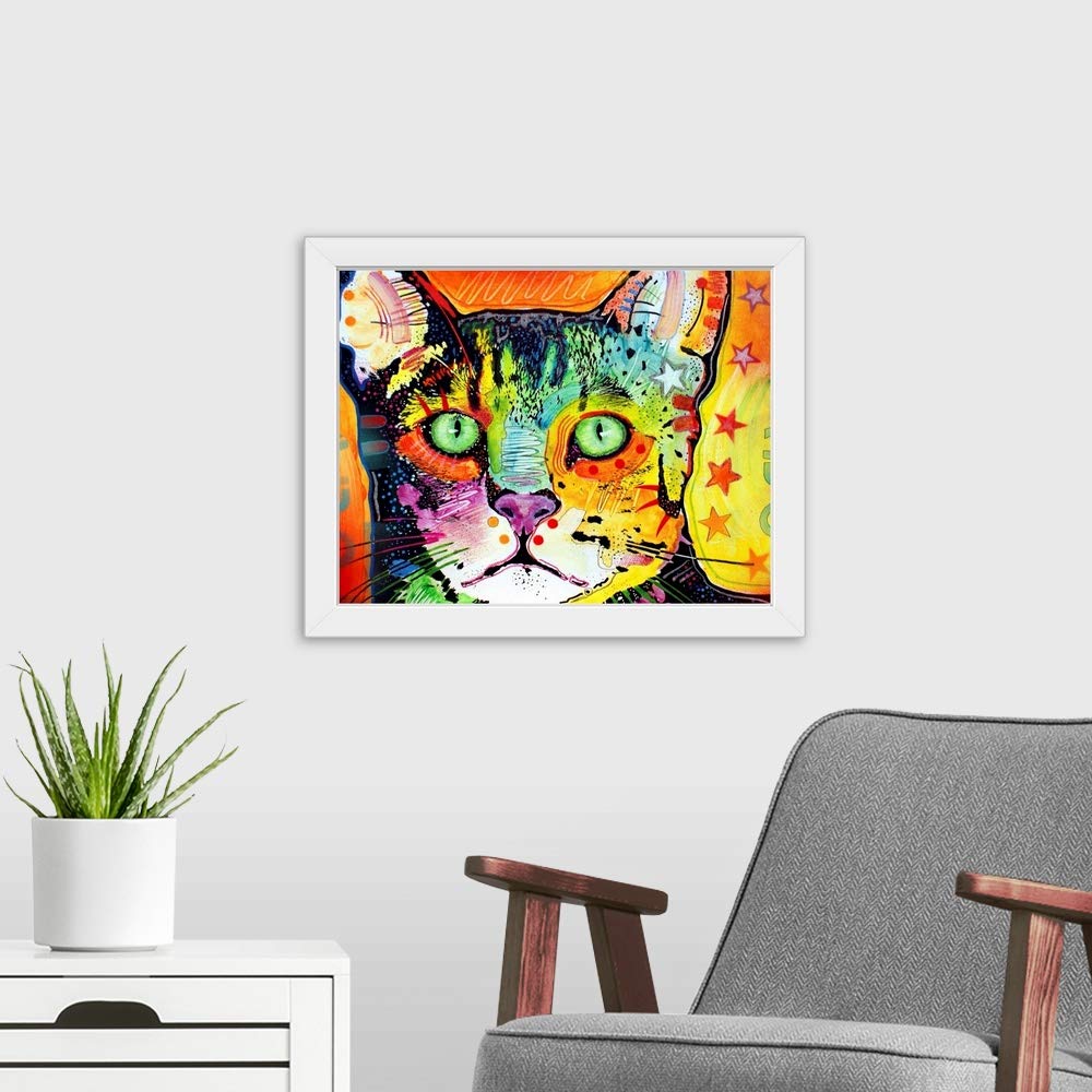 Elegant Straight Cat White Framed Art Print - Premium Cat Artwork for Home Decor, Office Wall Art & Gift Ideas