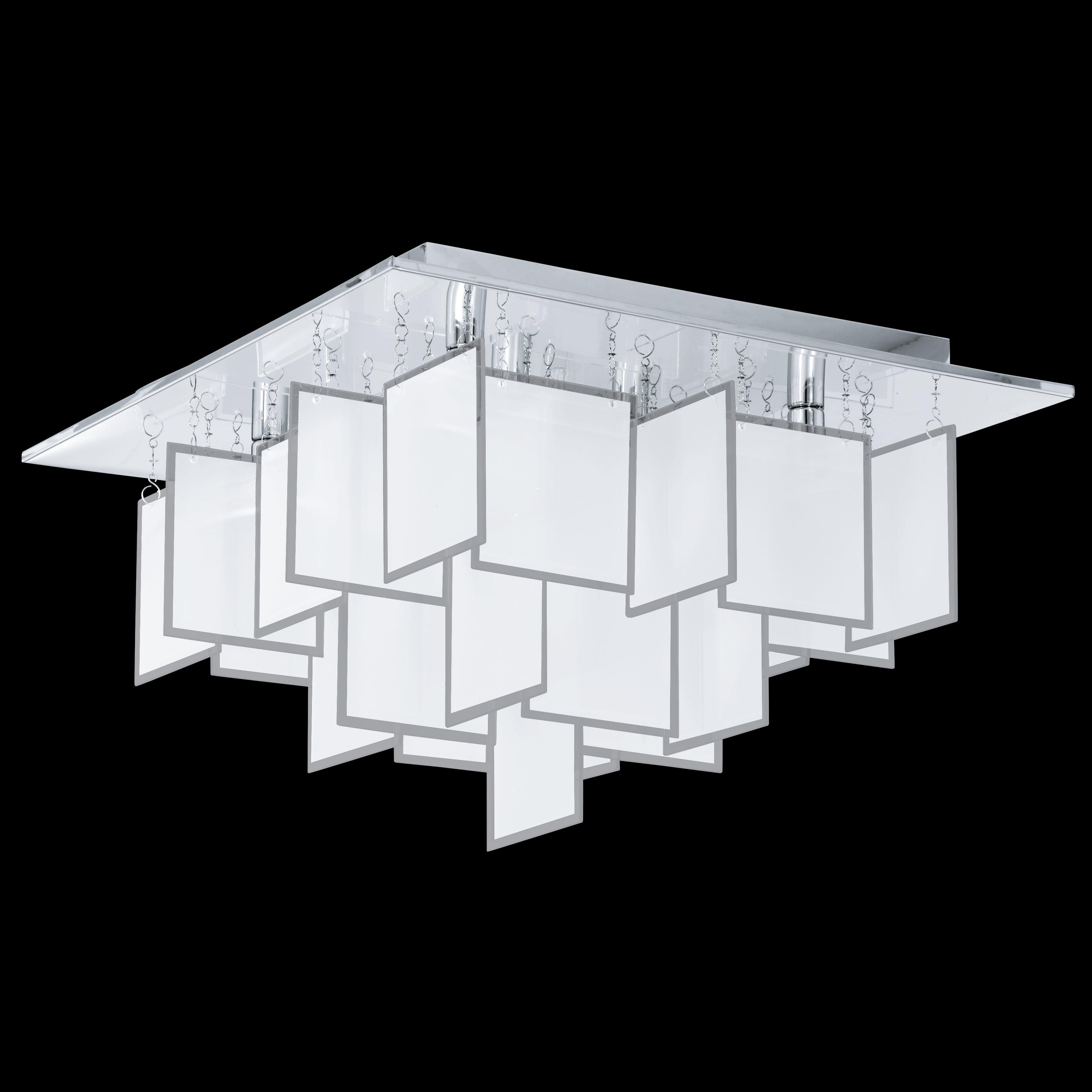 Eglo Condrada 1 Chrome 8-Light Flush Mount Ceiling Light Fixture with White Glass Shades - Perfect for Bedroom, Living Room & Kitchen Lighting
