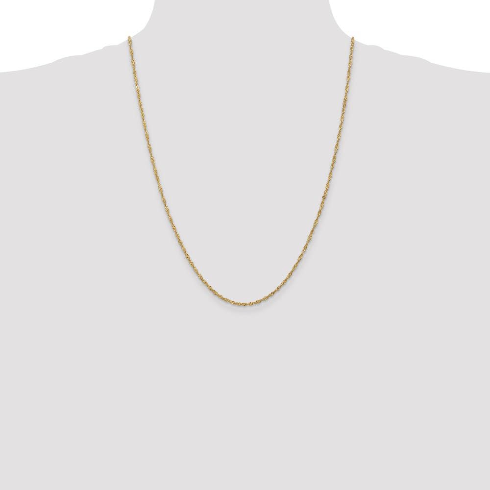The Black Bow 1.6mm 14k Yellow Gold Diamond Cut Singapore Chain Necklace - Perfect for Elegant Evening Wear and Special Occasions