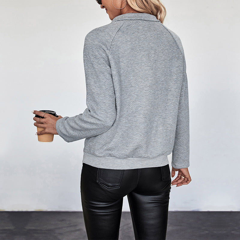 LOVEVOP Women's Casual Gray Pullover Sweater - Long Sleeve Letter Knit Top for Fall 2025 | Cozy Autumn Layering & Cross-Border Fashion