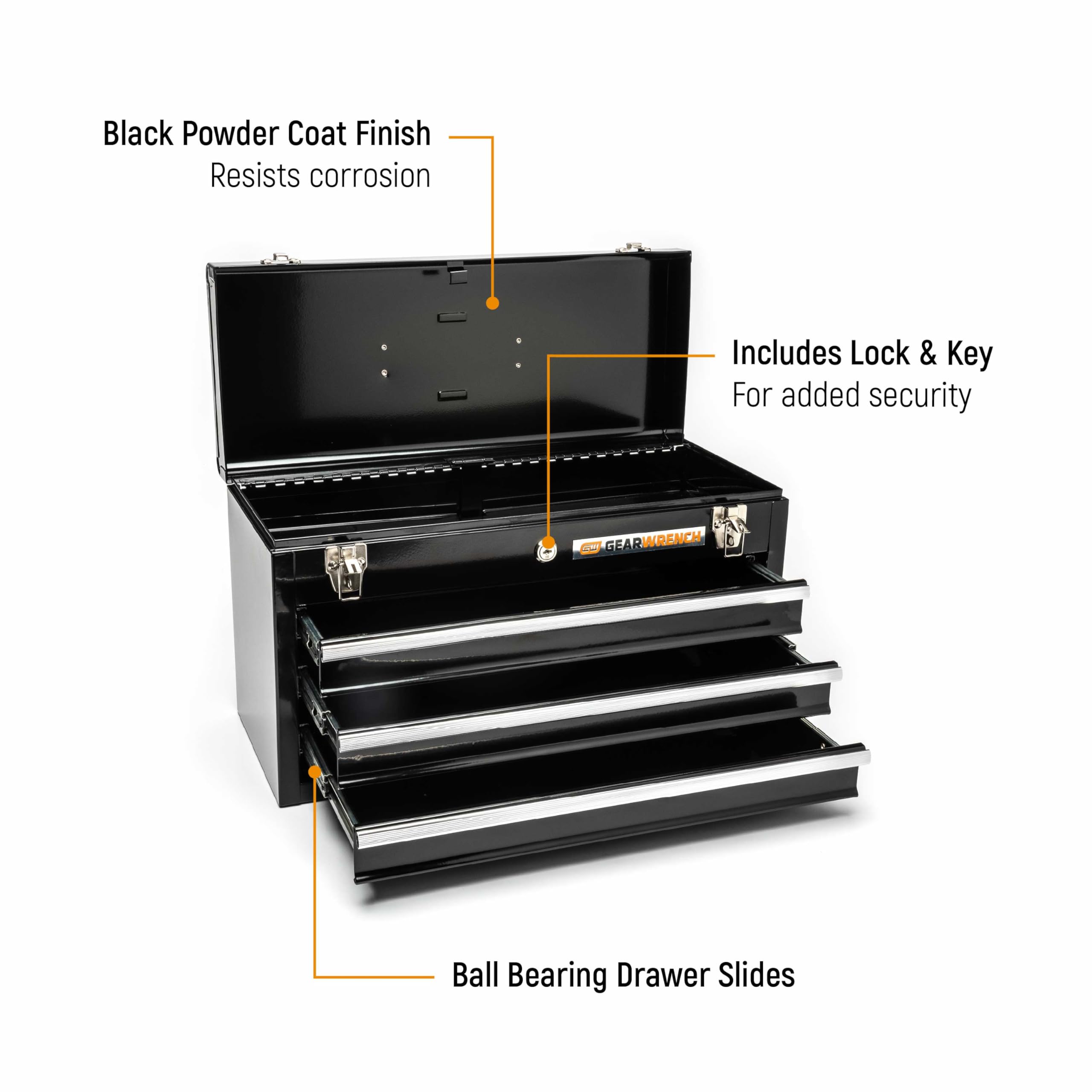 GEARWRENCH 3-Drawer Steel Tool Box with Lockable Drawers - Heavy Duty Storage for Mechanics & DIY Enthusiasts | Perfect for Garage, Workshop & Auto Repair