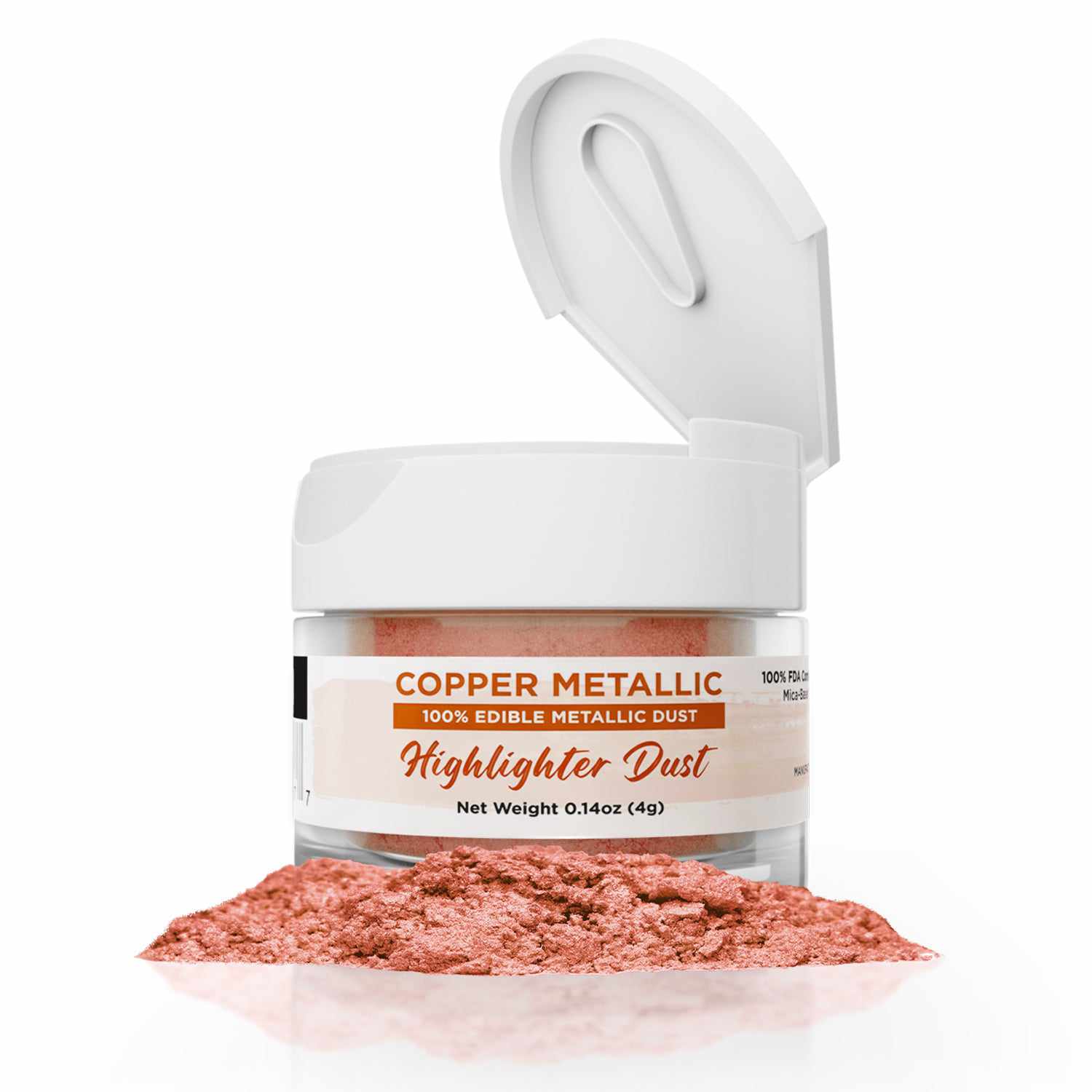 Copper Metallic Highlighter Dust - 4 Gram Jar for Face & Body Makeup - Perfect for Highlighting Cheekbones, Eyes & Décolletage