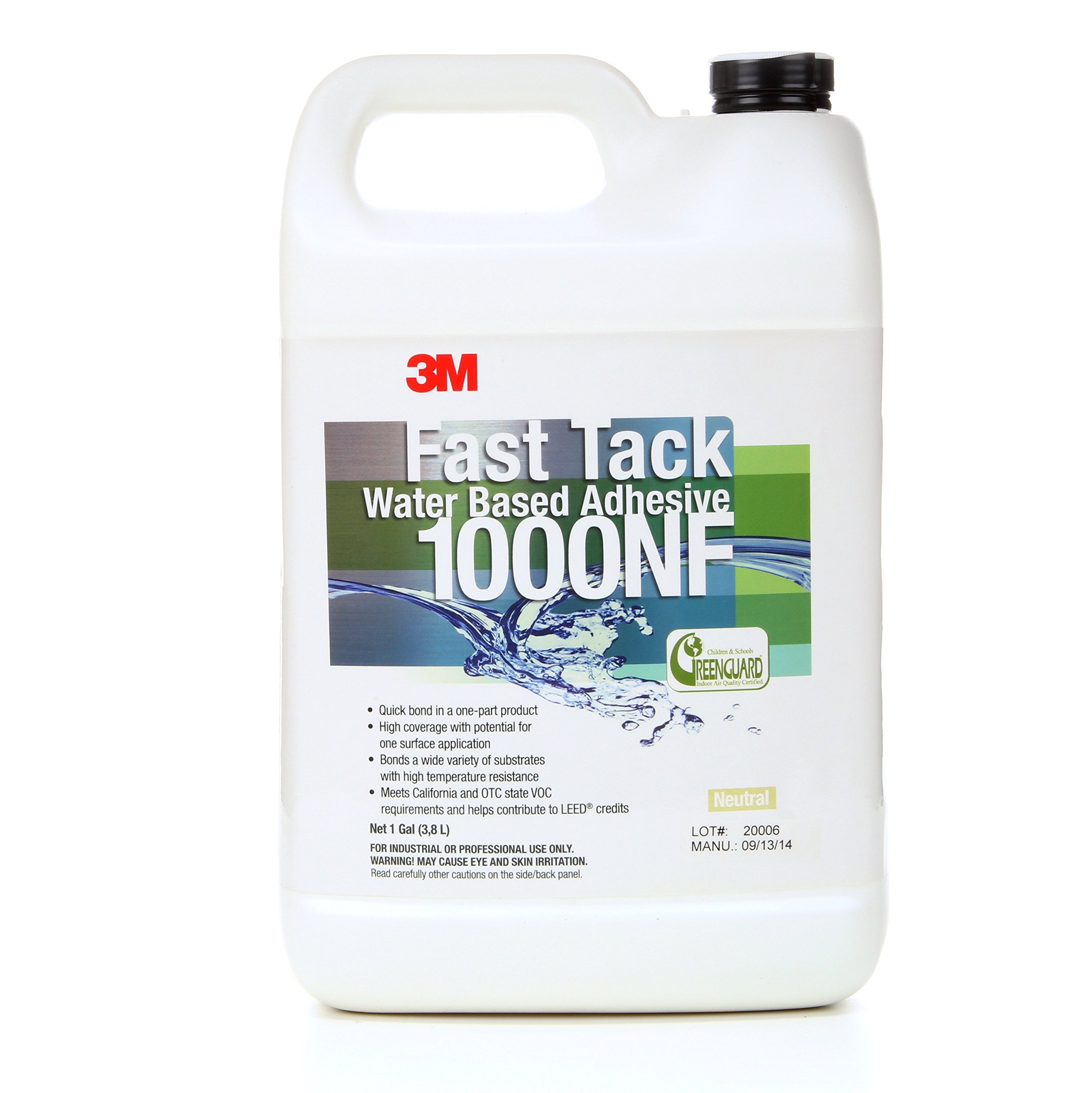3M Fast Tack Water Based Adhesive 1000NF - Neutral pH, 1 Gallon (128 oz) - Strong Bonding Glue for Crafts, Woodworking, DIY Projects & Home Repairs