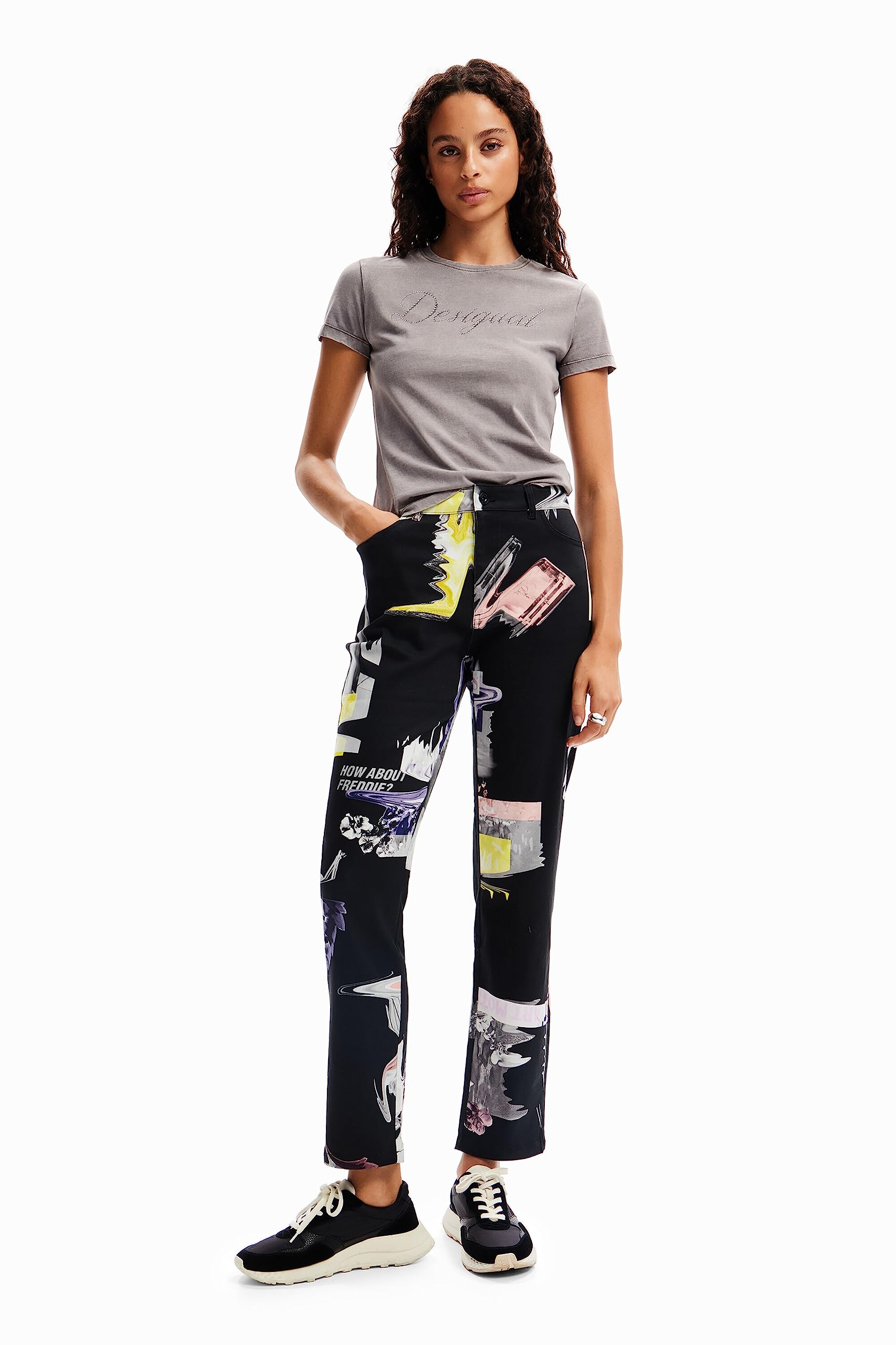 Desigual Women's Woven Long Pants - Stylish High-Waisted Wide Leg Trousers for Casual & Office Wear | Comfortable Stretch Fabric for Everyday Outfits & Work Attire