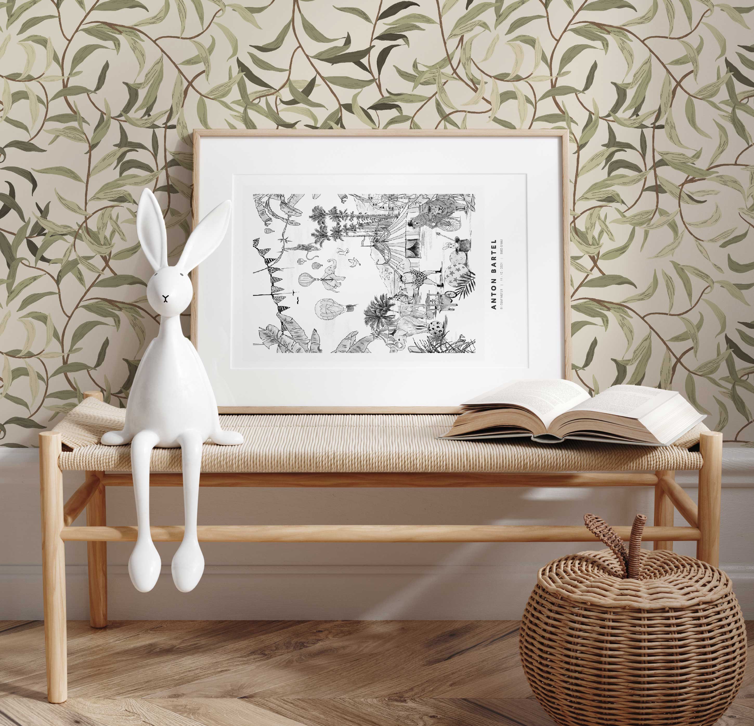 Lola Leaves Wallpaper Roll - Self-Adhesive Peel & Stick Wallpaper for Bedroom, Living Room, and Home Decor