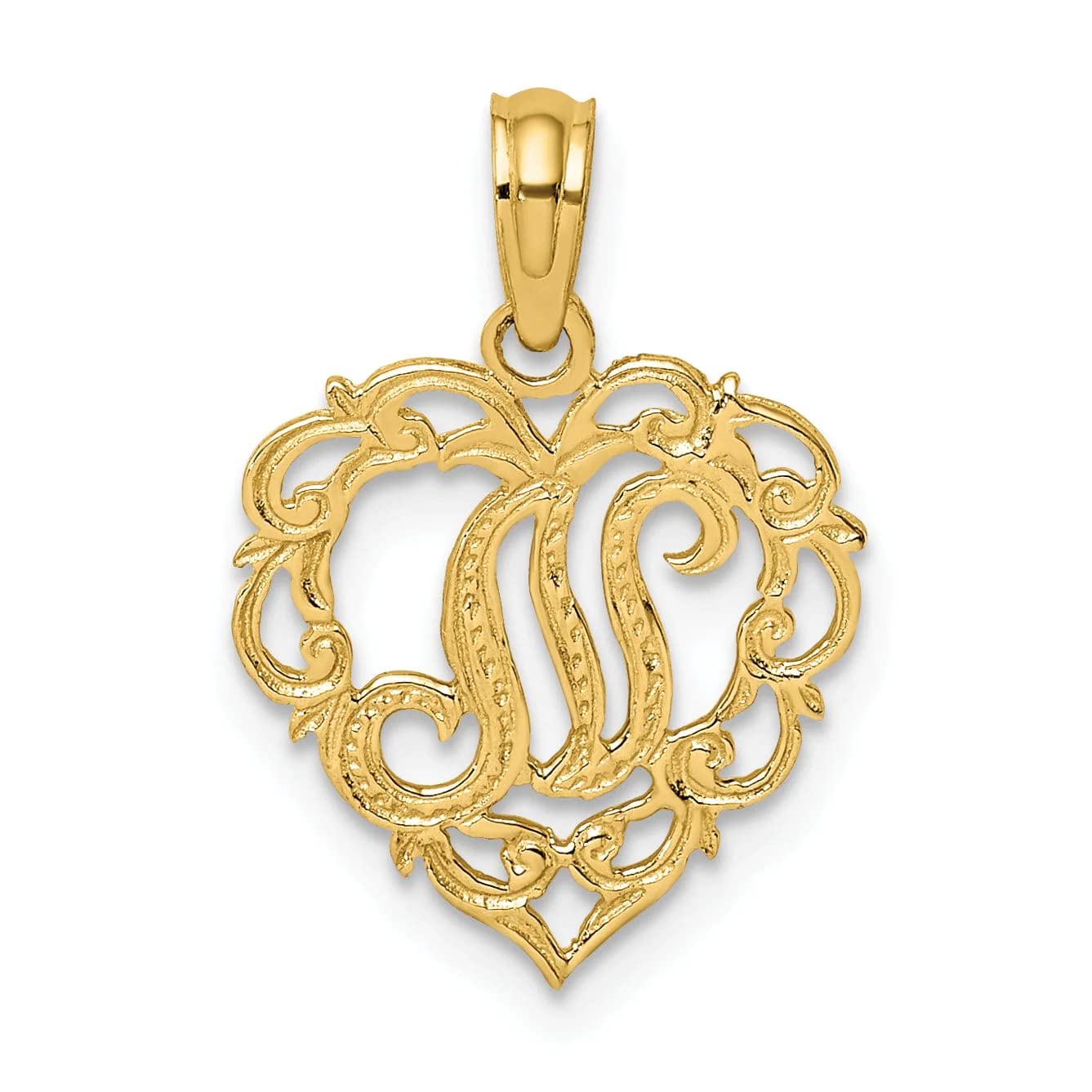 14K Yellow Gold Heart-Shaped Initial 