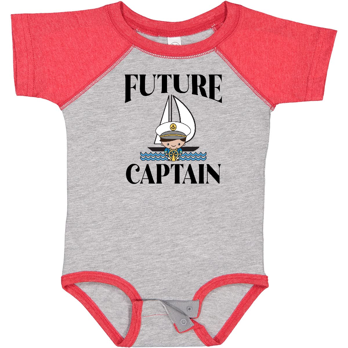 Inktastic Adorable Baby Boy Sailing Captain Outfit - 100% Cotton Infant Bodysuit for Newborns & Toddlers - Perfect for Nautical Theme Parties, Photo Shoots & Everyday Wear