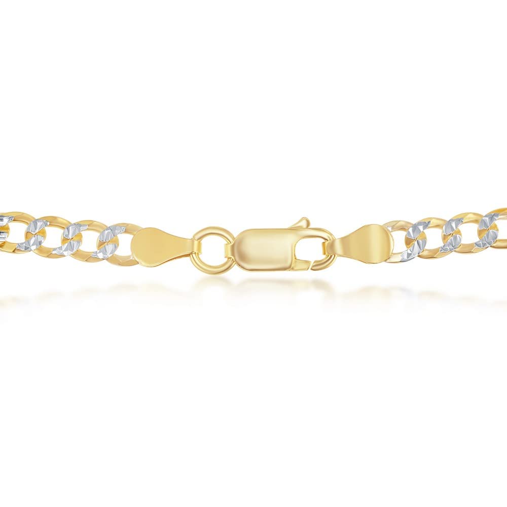 14K Gold Plated Sterling Silver 4.2mm Cuban Link Chain Necklace for Men & Women - Diamond Cut Design, Durable Everyday Jewelry Gift for Birthday, Anniversary & Special Occasions
